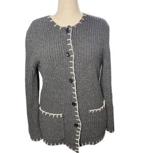 ALEX MILL Charcoal Grey Marylebone Whipstitch Trim Cardigan Jacket (Size M)